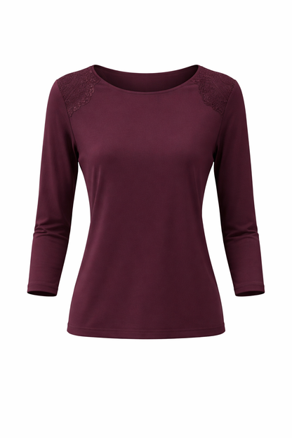 Damenbluse mit langen Ärmeln und Spitze