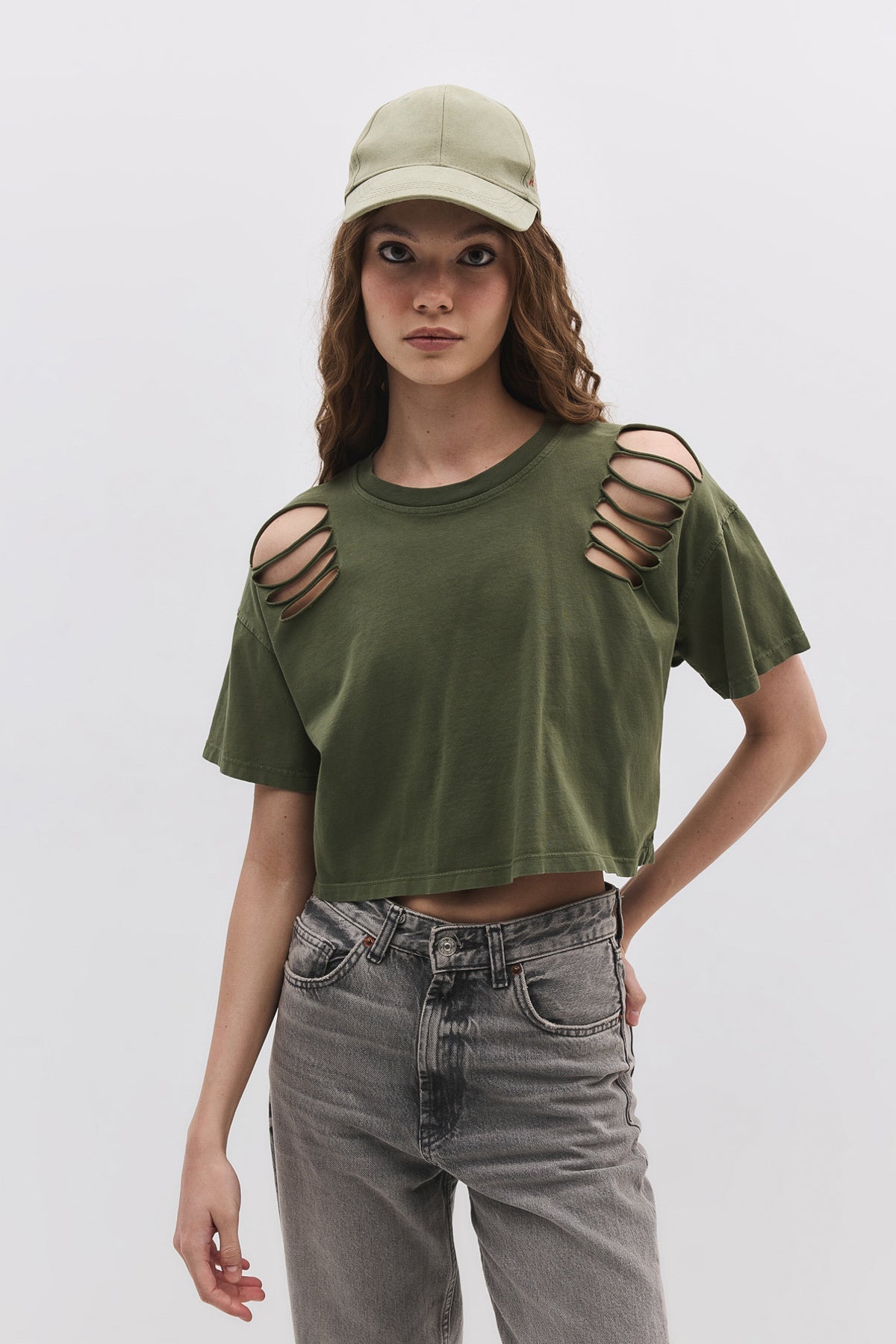 Kurzärmeliges Crop-T-Shirt