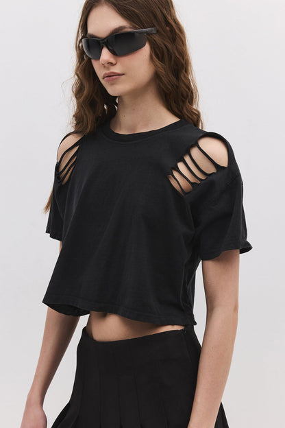 Kurzärmeliges Crop-T-Shirt