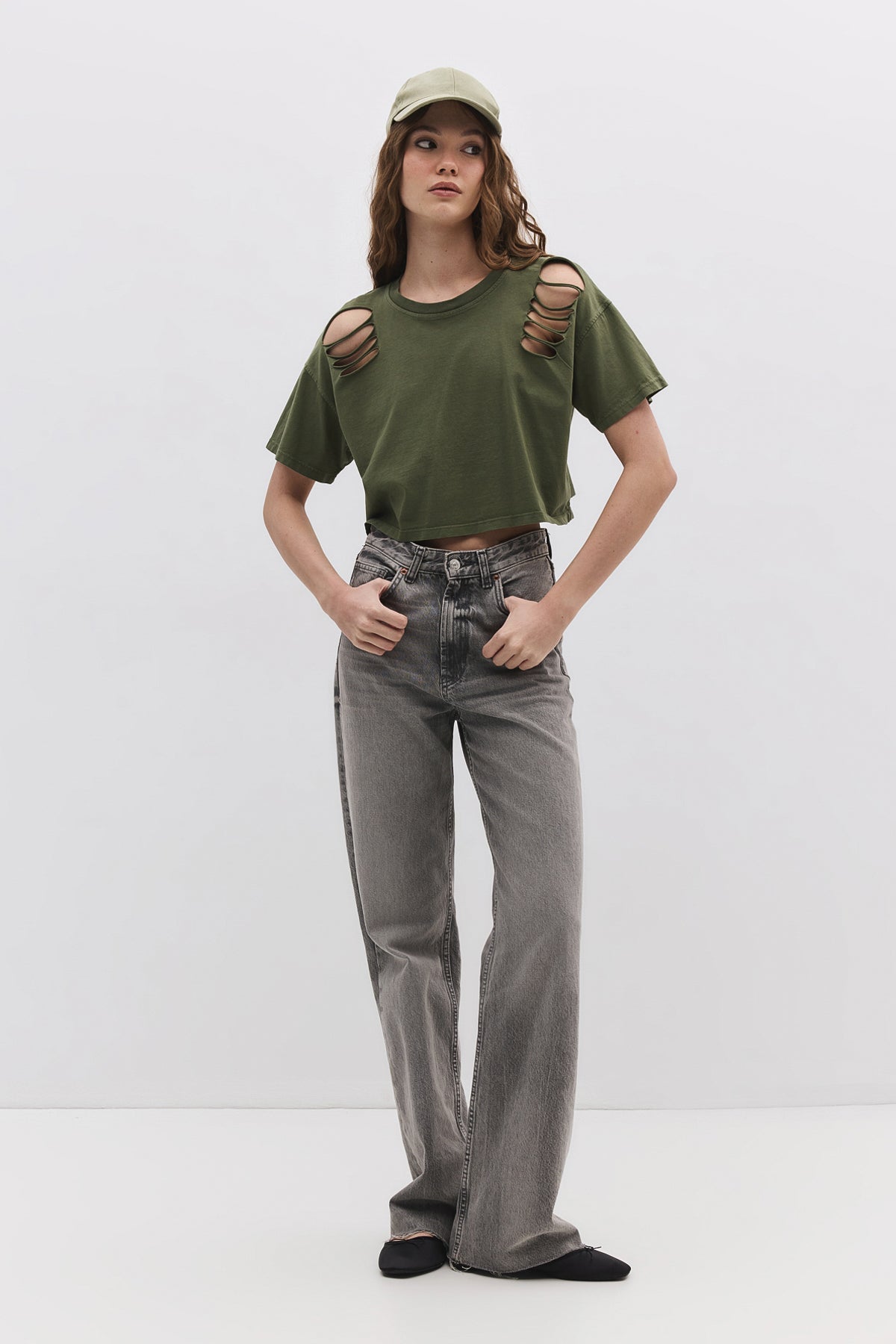 Kurzärmeliges Crop-T-Shirt