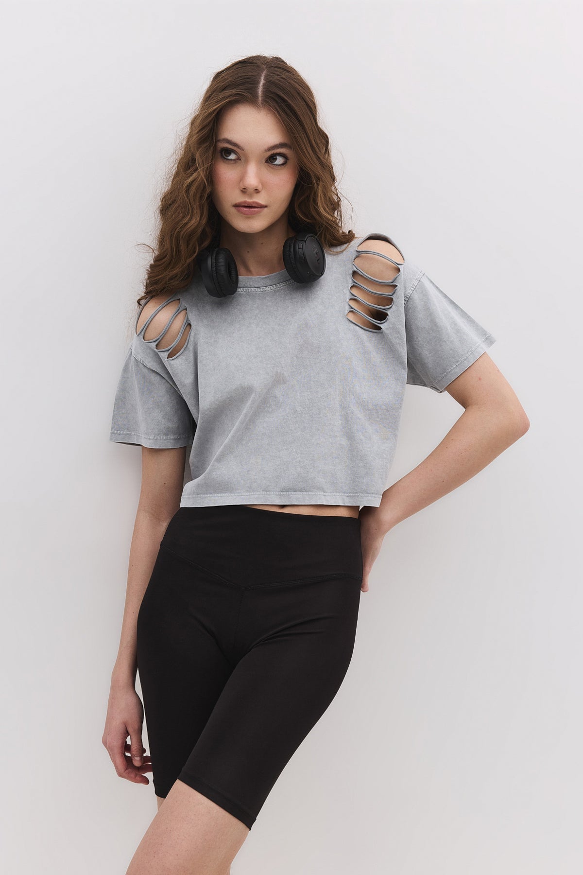 Kurzärmeliges Crop-T-Shirt