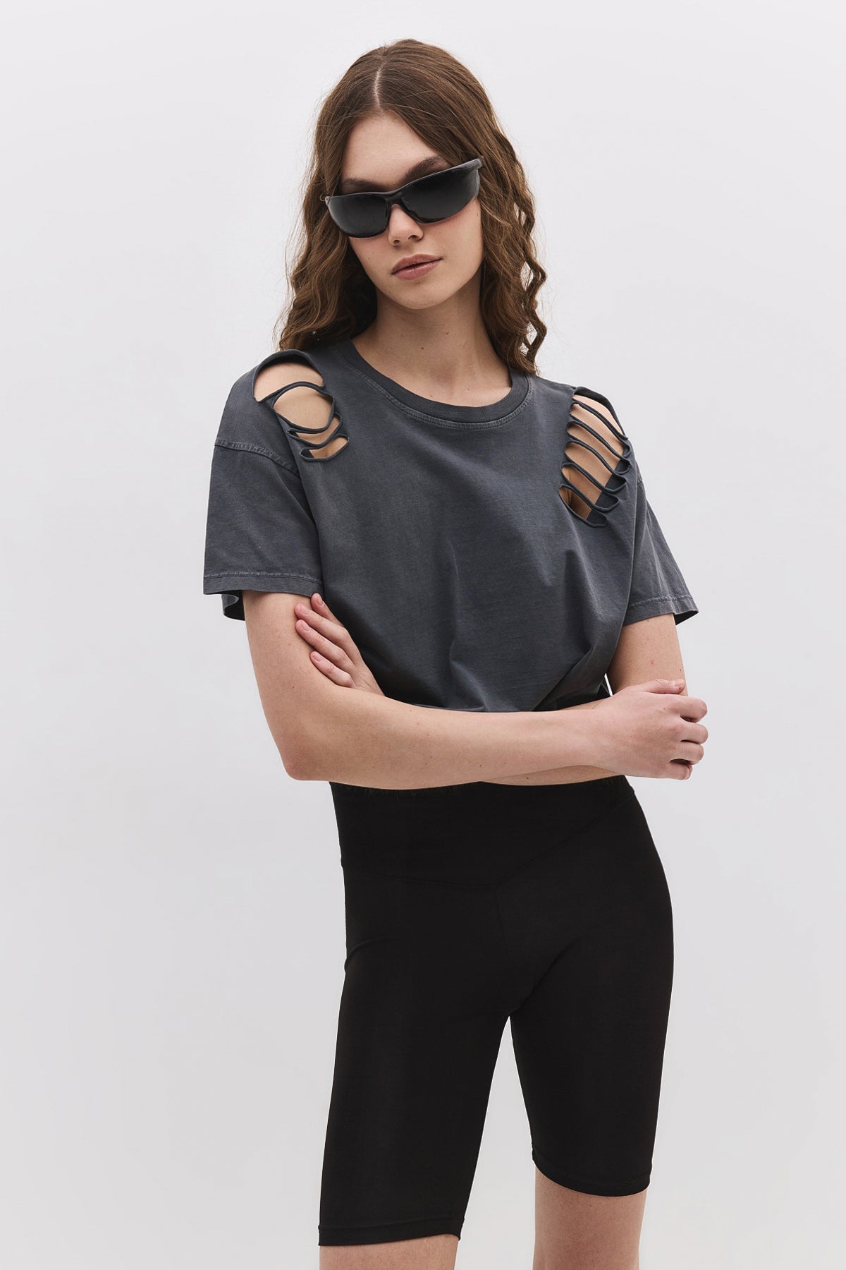 Kurzärmeliges Crop-T-Shirt