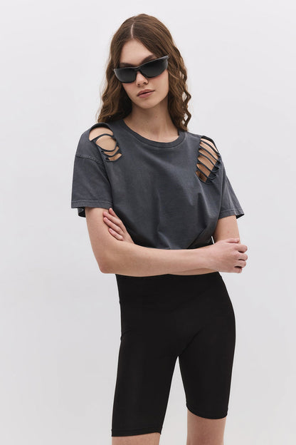 Kurzärmeliges Crop-T-Shirt