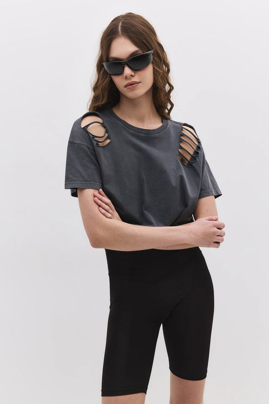 Kurzärmeliges Crop-T-Shirt