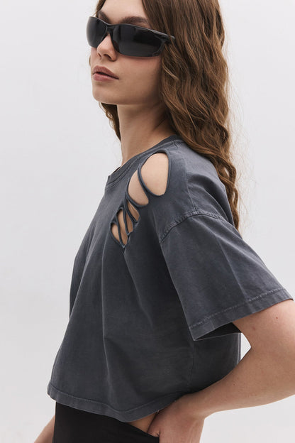 Kurzärmeliges Crop-T-Shirt