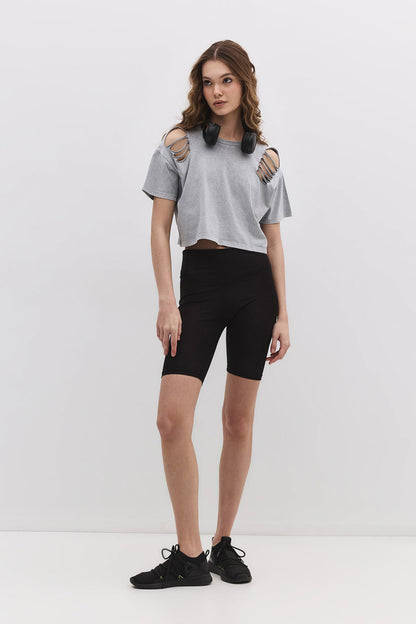 Kurzärmeliges Crop-T-Shirt