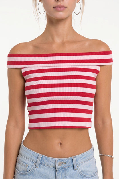 Schulterfreies Crop Top