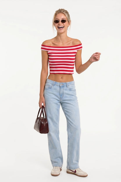 Schulterfreies Crop Top