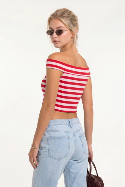 Schulterfreies Crop Top