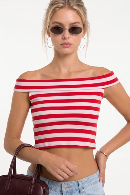 Schulterfreies Crop Top