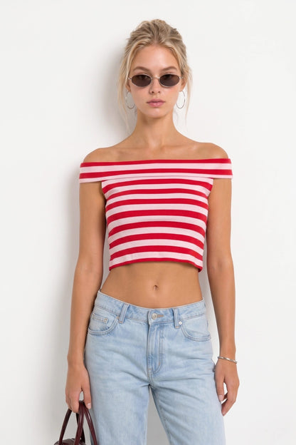 Schulterfreies Crop Top