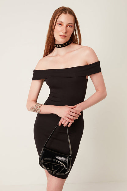 schulterfreies Minikleid