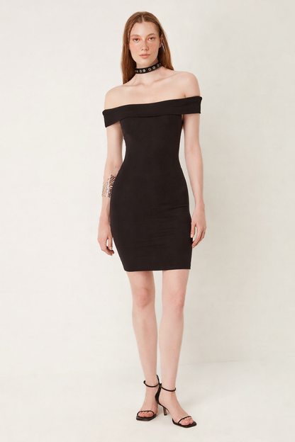 schulterfreies Minikleid