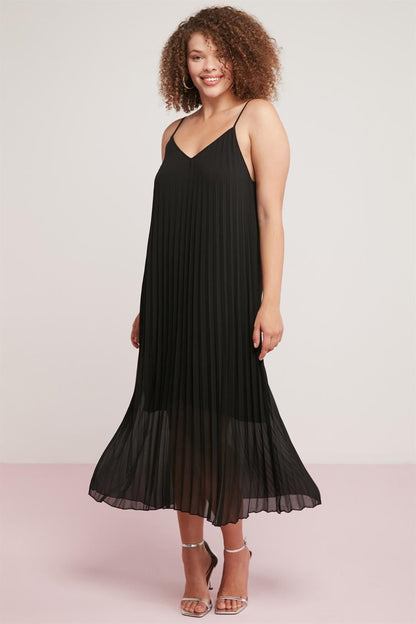 OPELIA Damen Chiffon Plissee Kleid
