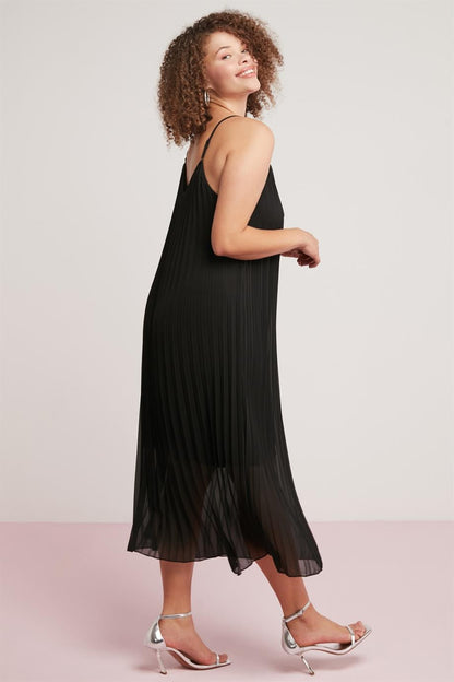 OPELIA Damen Chiffon Plissee Kleid