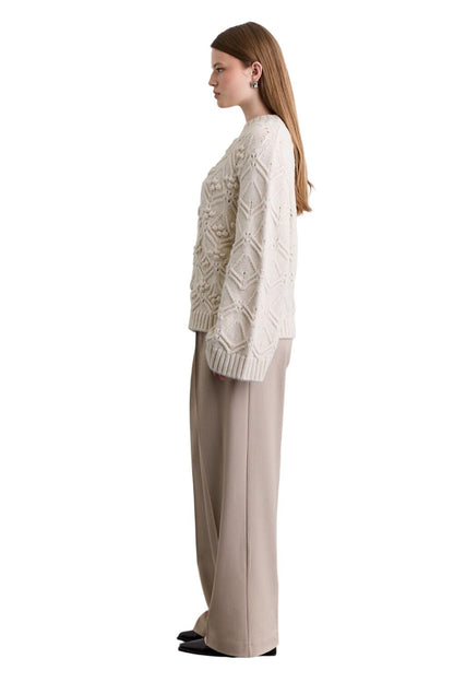 OPENWORD KNIT SWEATER ECRU