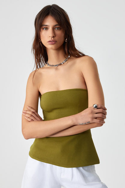 ORIANA Damen Slim Fit Bandeau-Top