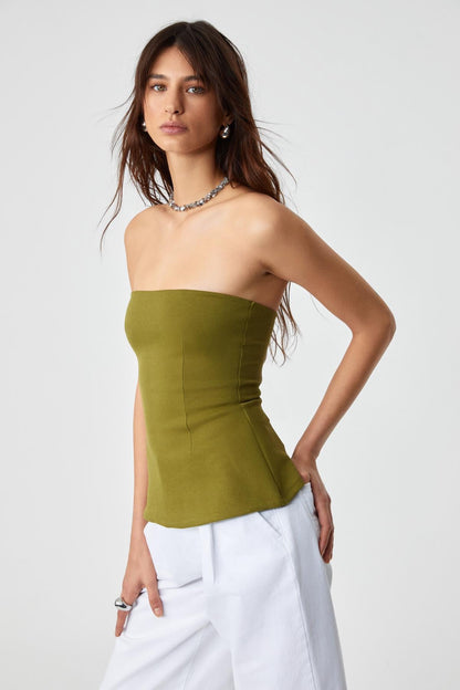 ORIANA Damen Slim Fit Bandeau-Top