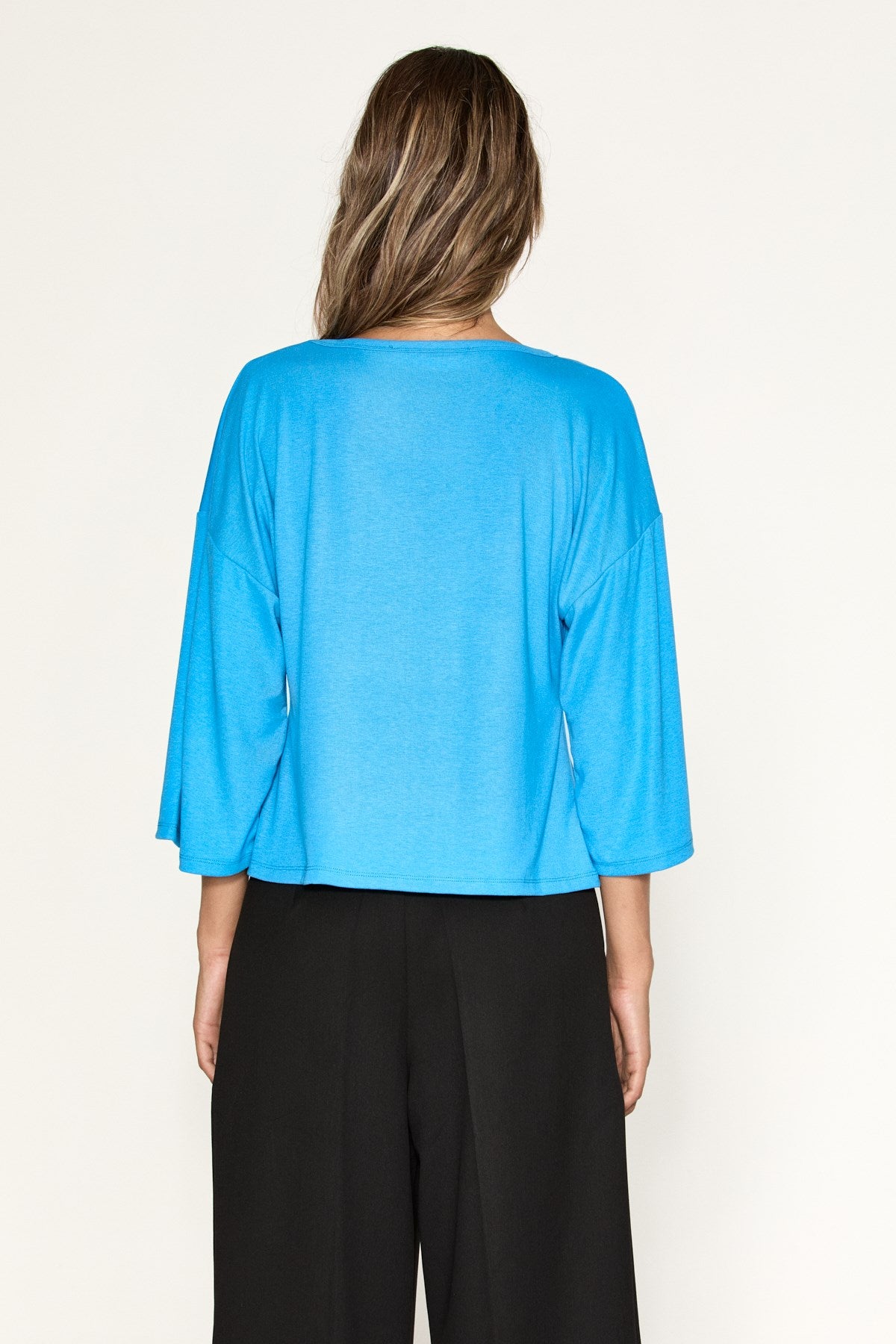 GRIMELANGE ORINA Damen V-Ausschnitt Lockere Bluse Blau
