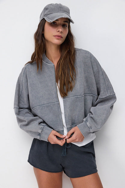 Oversize-Bomberjacke mit Reißverschluss und lockerer Passform
