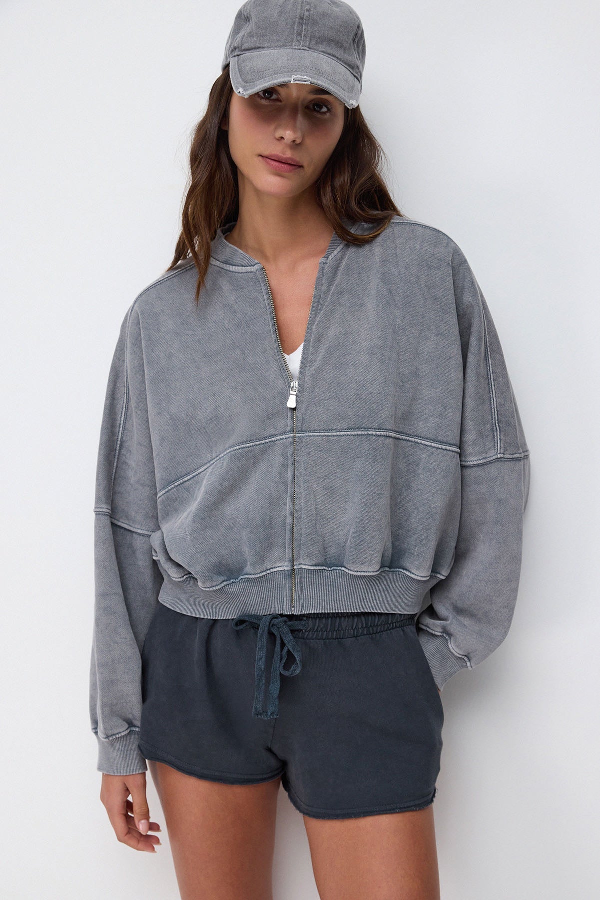 Oversize-Bomberjacke mit Reißverschluss und lockerer Passform