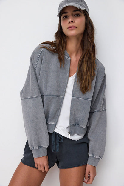 Oversize-Bomberjacke mit Reißverschluss und lockerer Passform