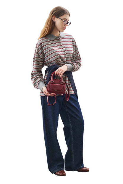 Oversize-T-Shirt mit Polokragen, braun.