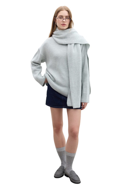 ÜBERGRÖSSERTER, WEICHER PULLOVER, BLAU