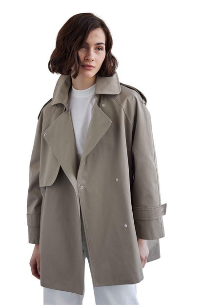 Oversized Kurzer Trenchcoat Salbeigrün