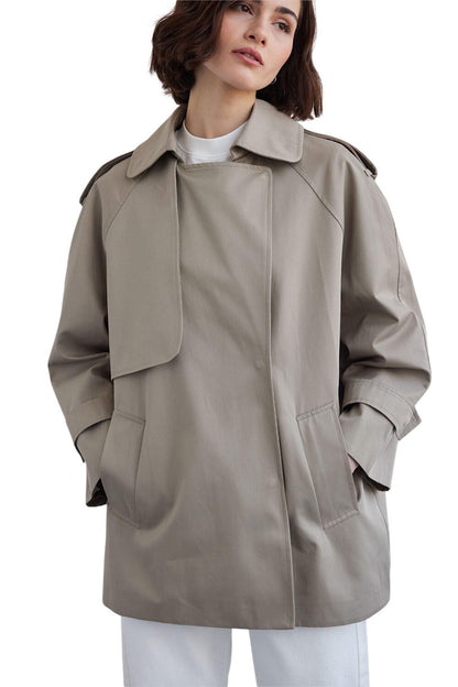 Oversized Kurzer Trenchcoat Salbeigrün