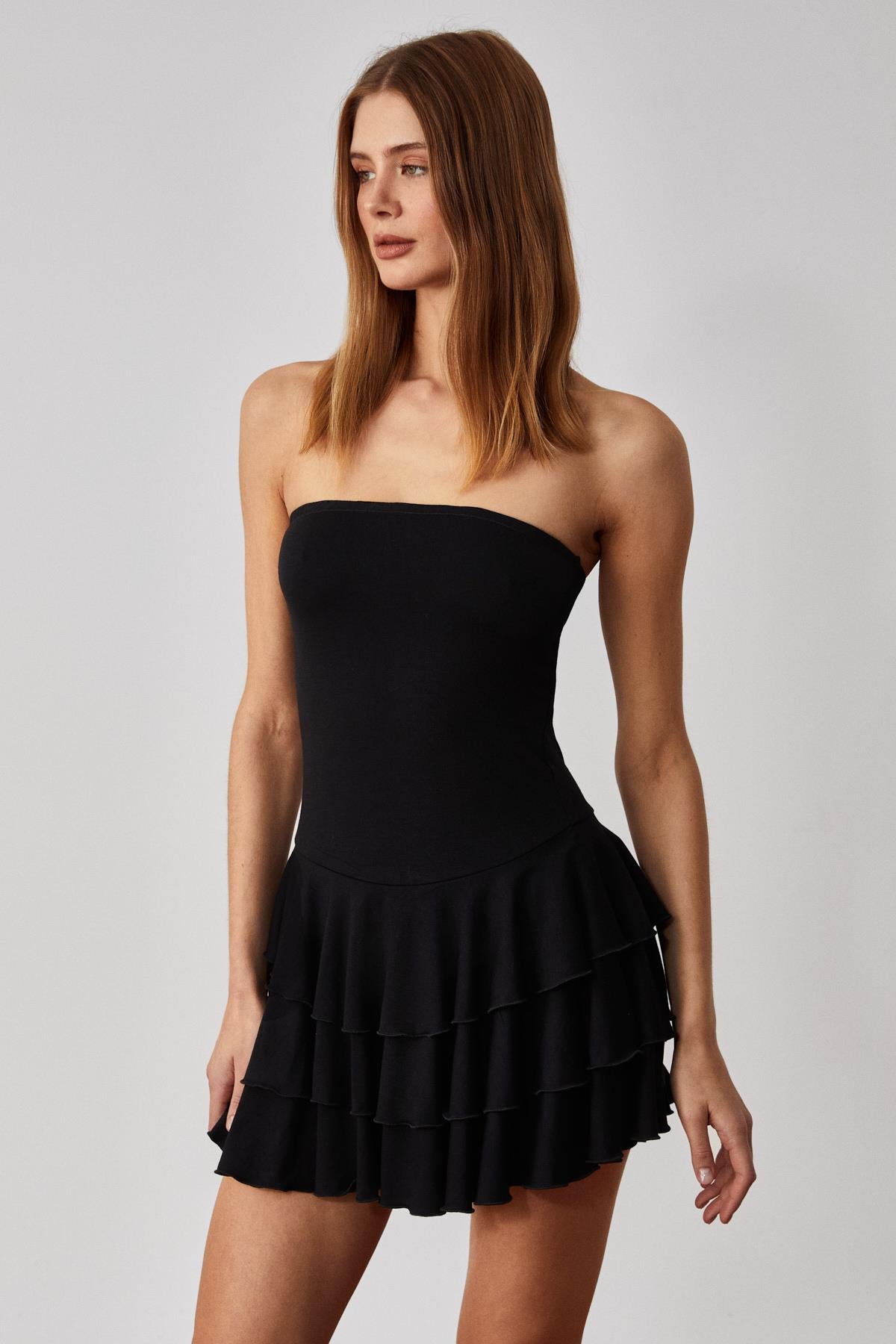 ETHIQUET OVIA Damen Ärmelloses Slim Minikleid Schwarz