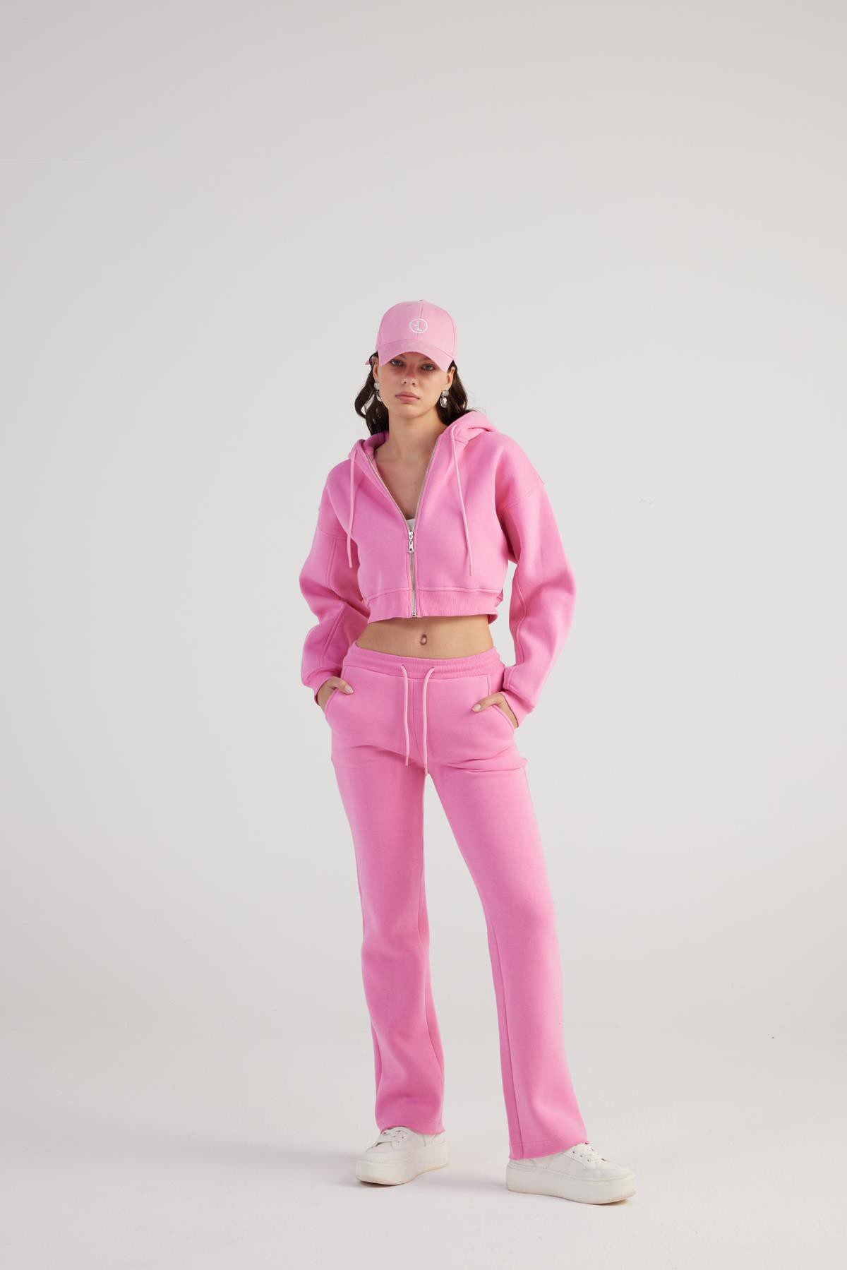 Damen Kapuzen Langarm Crop Sweat