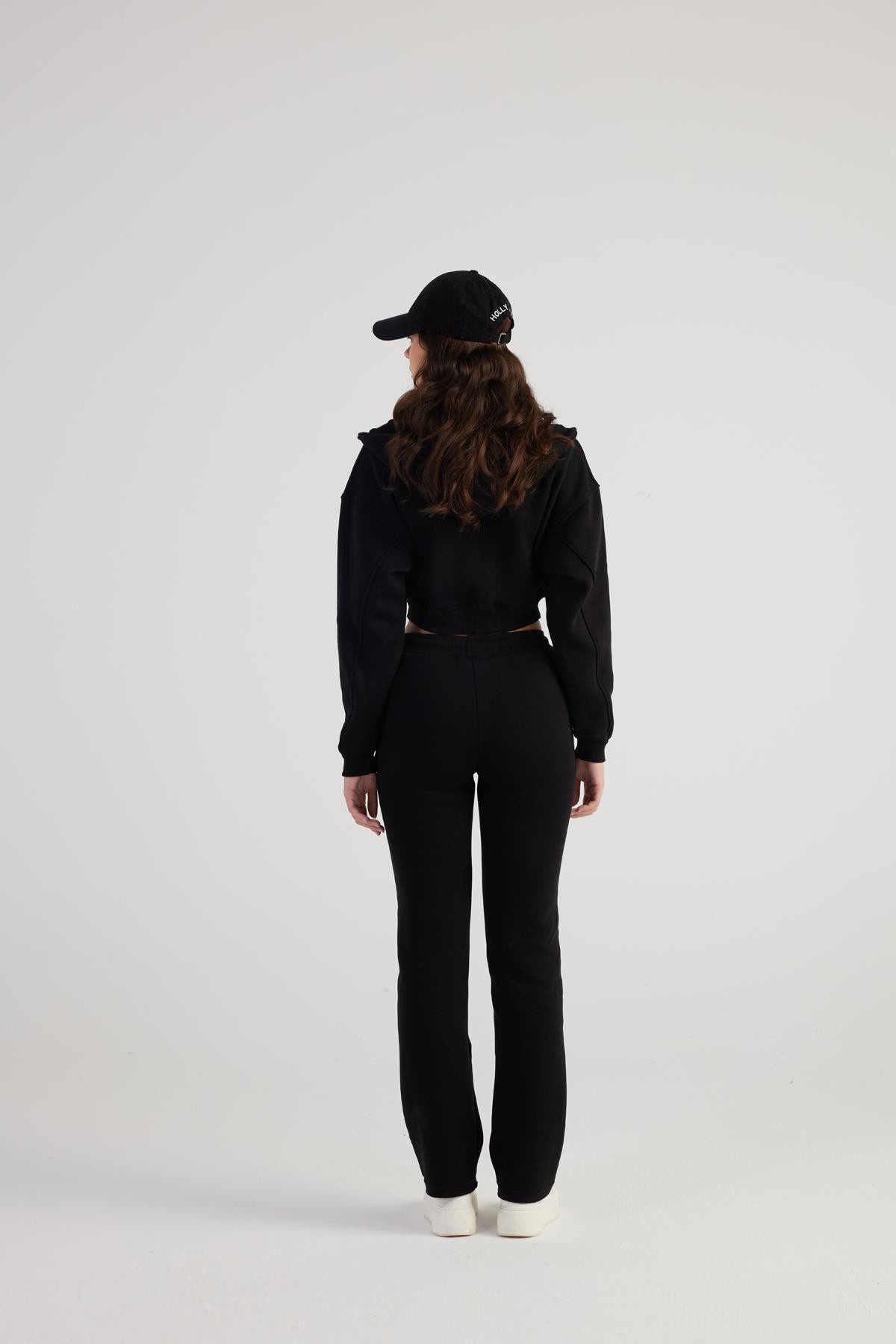Damen Kapuzen Langarm Crop Sweat