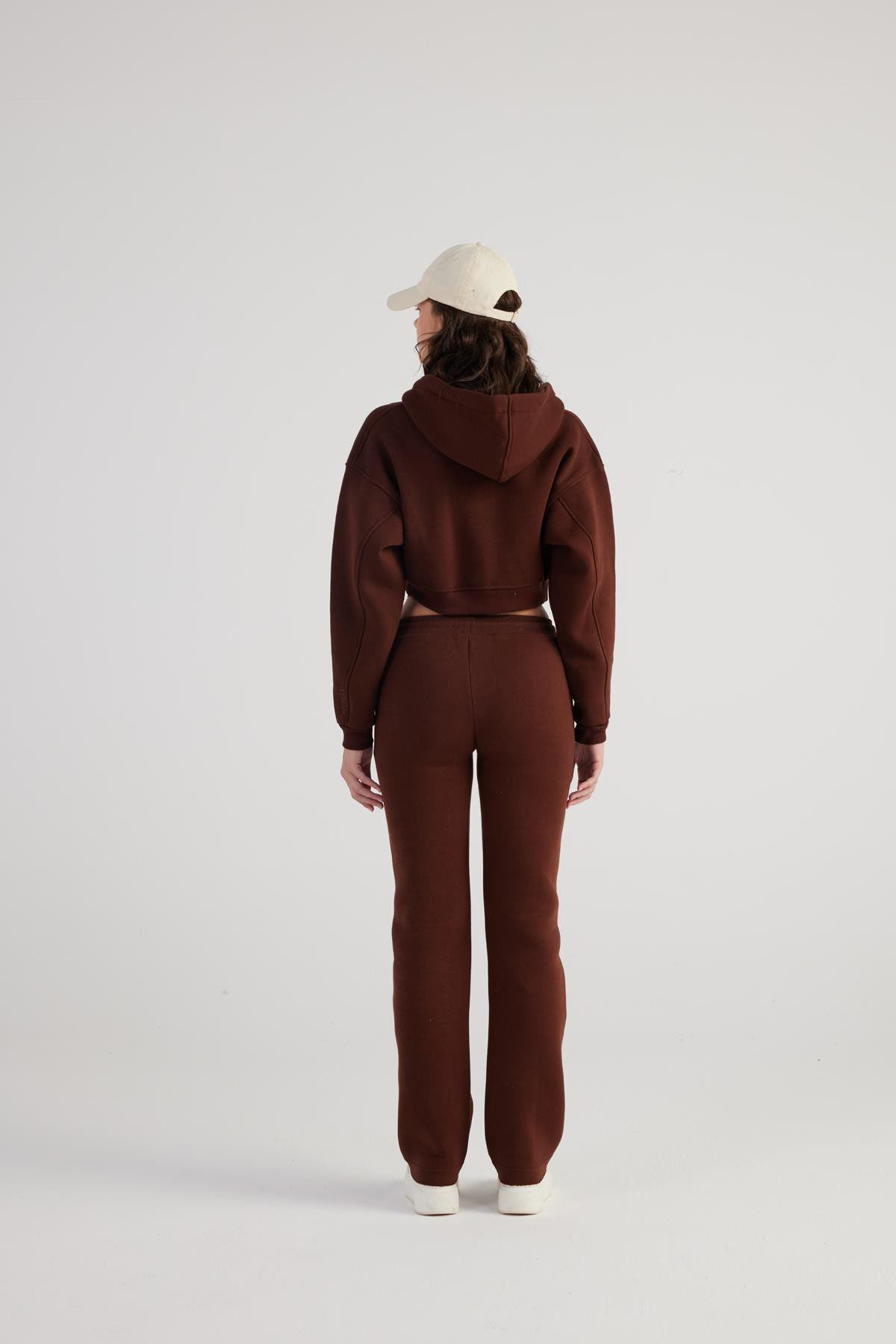 Damen Kapuzen Langarm Crop Sweat
