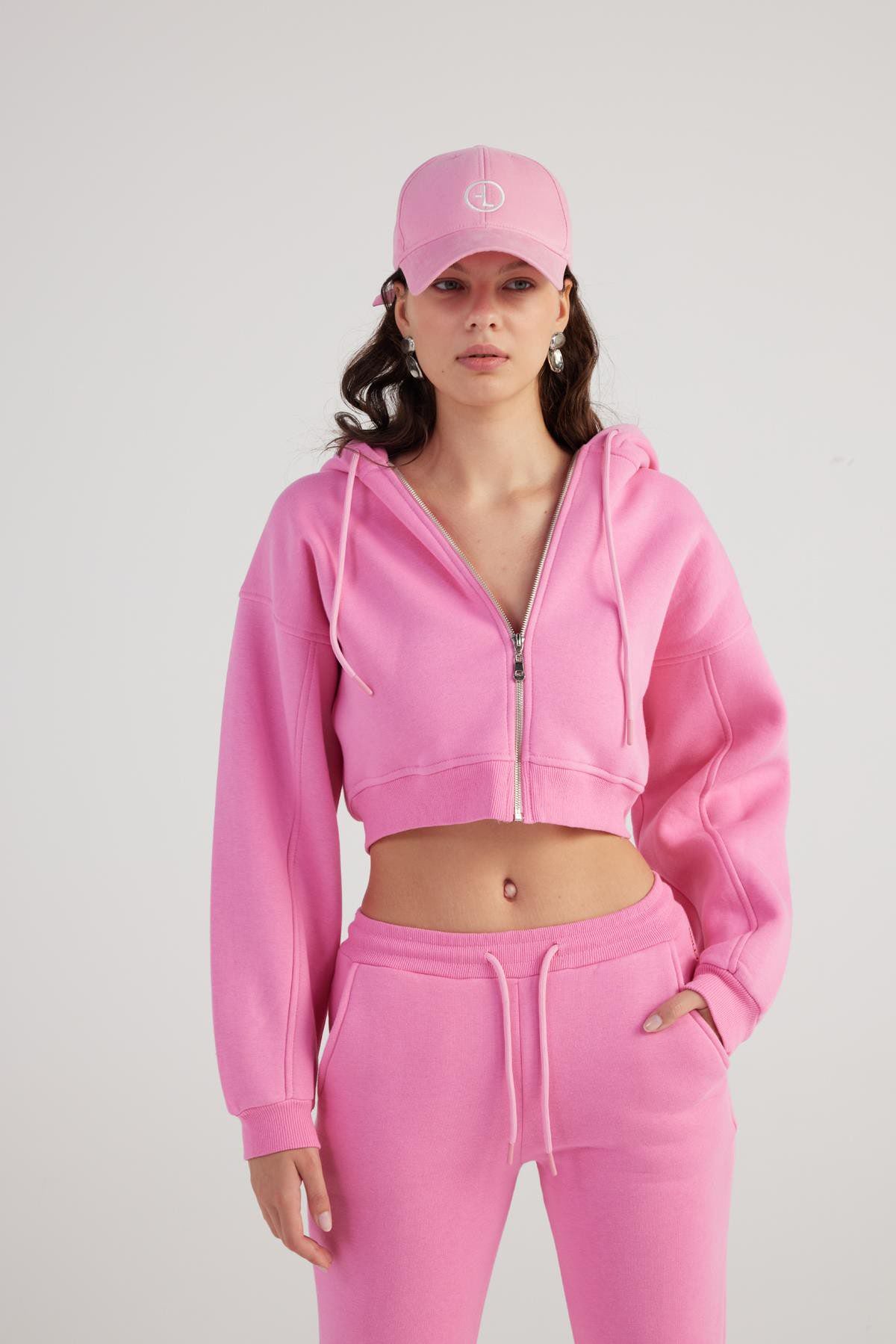 Damen Kapuzen Langarm Crop Sweat