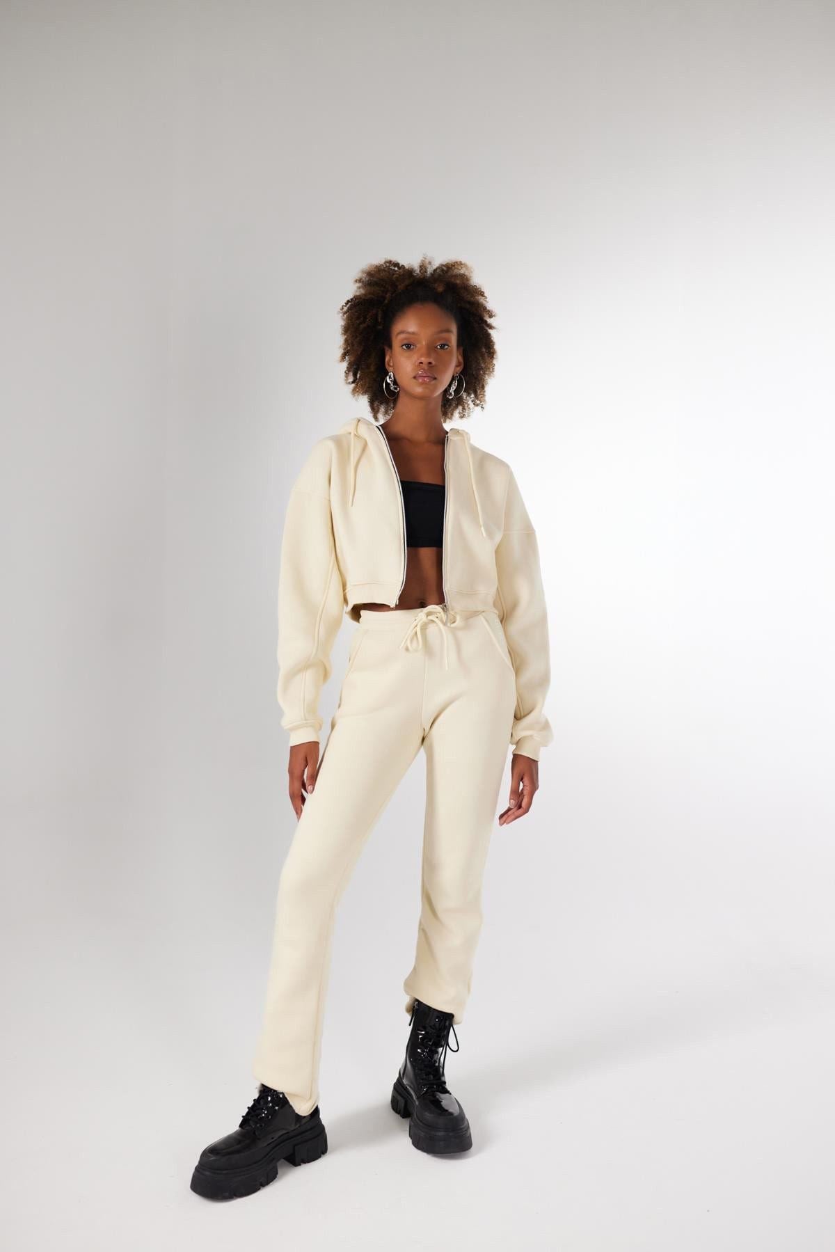 Damen Kaffee Hohe Taille Jogginghose