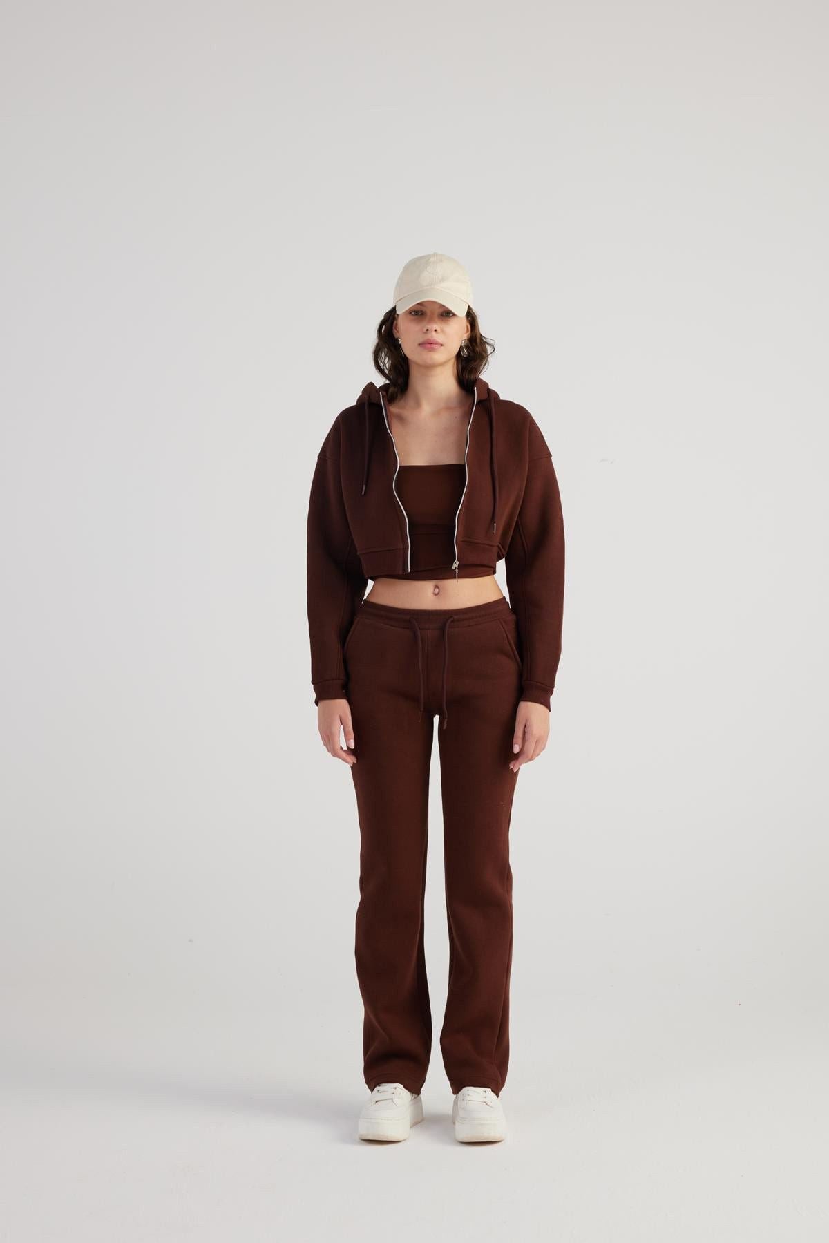 Damen Kaffee Hohe Taille Jogginghose