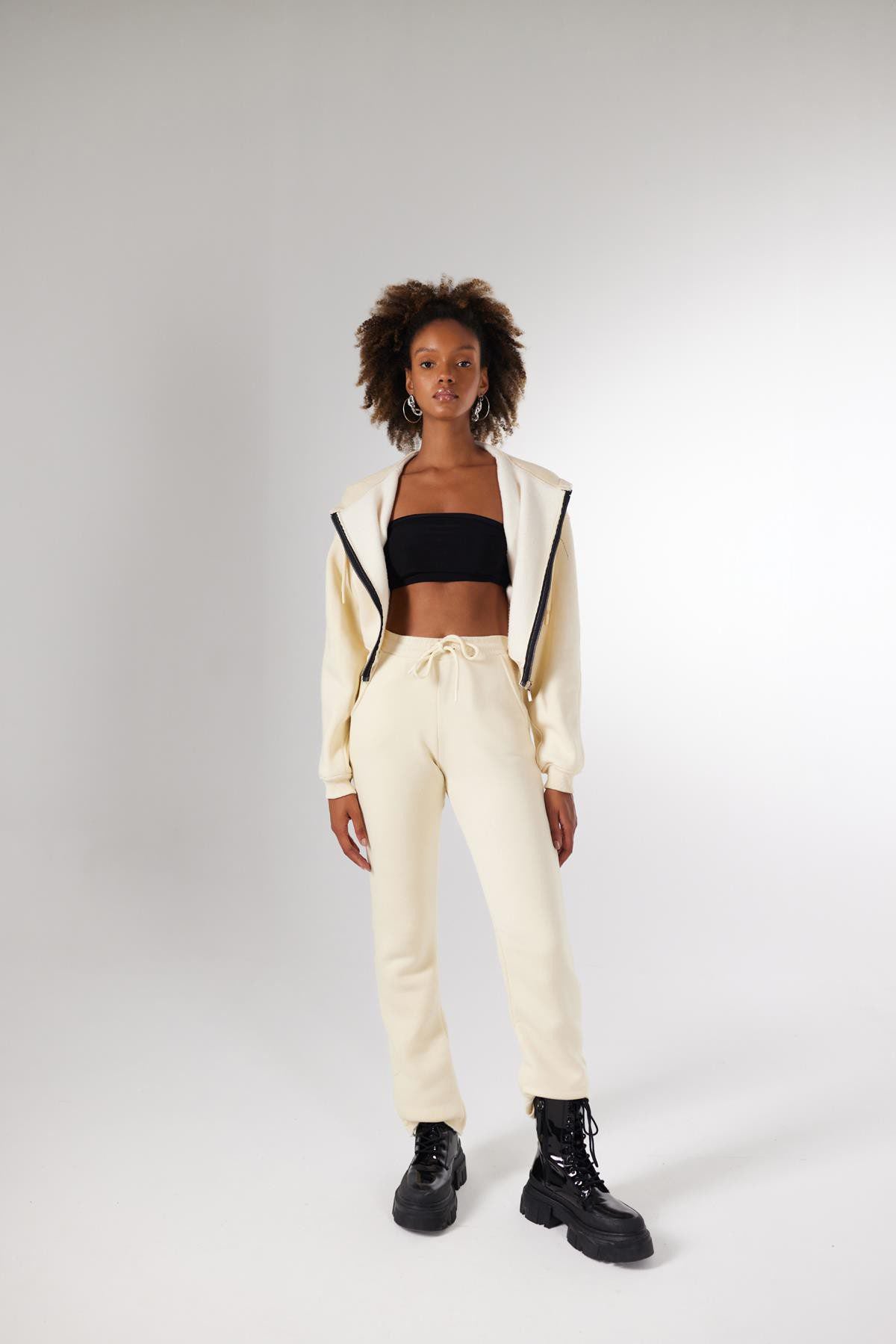 Damen Kaffee Hohe Taille Jogginghose
