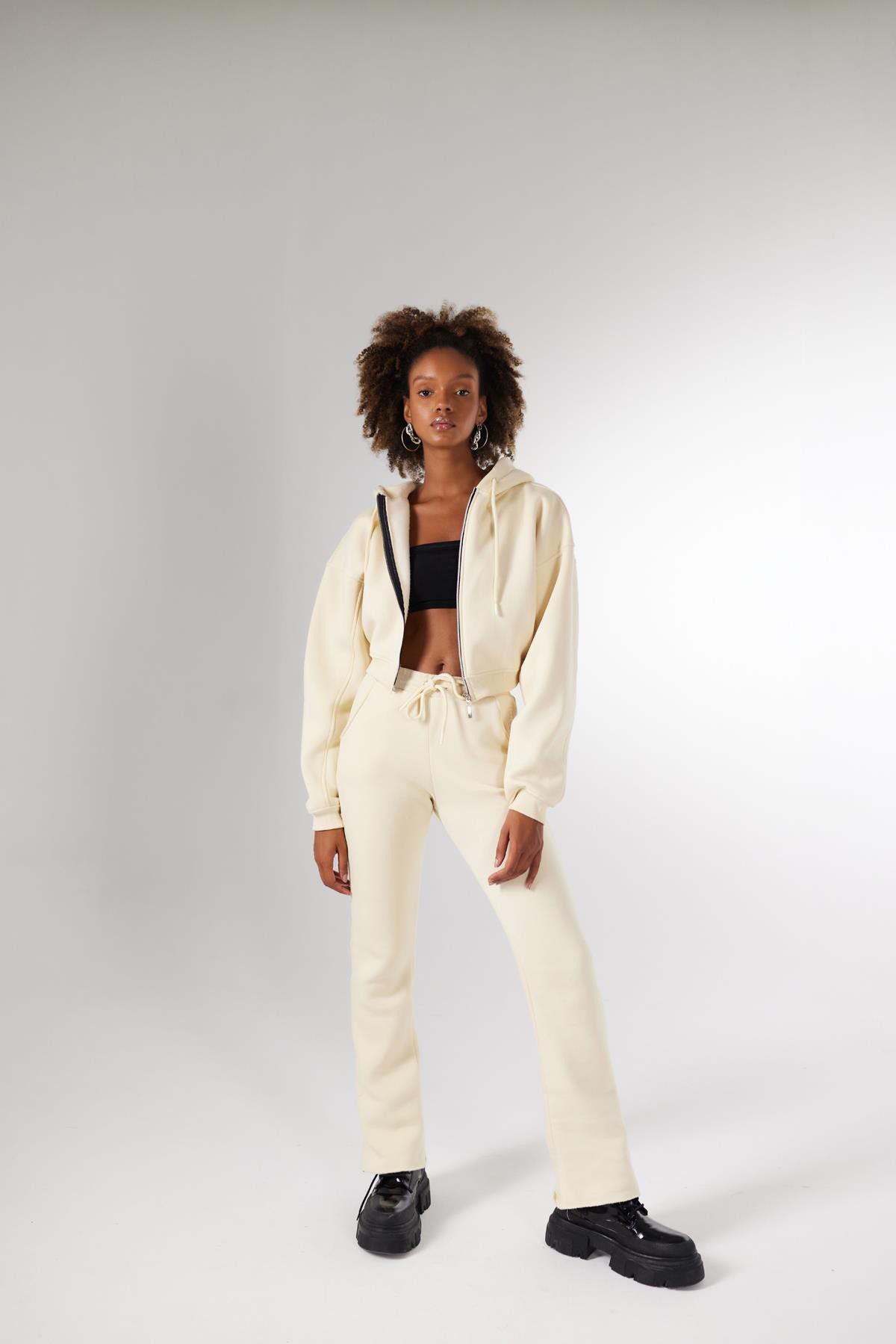 Damen Kaffee Hohe Taille Jogginghose