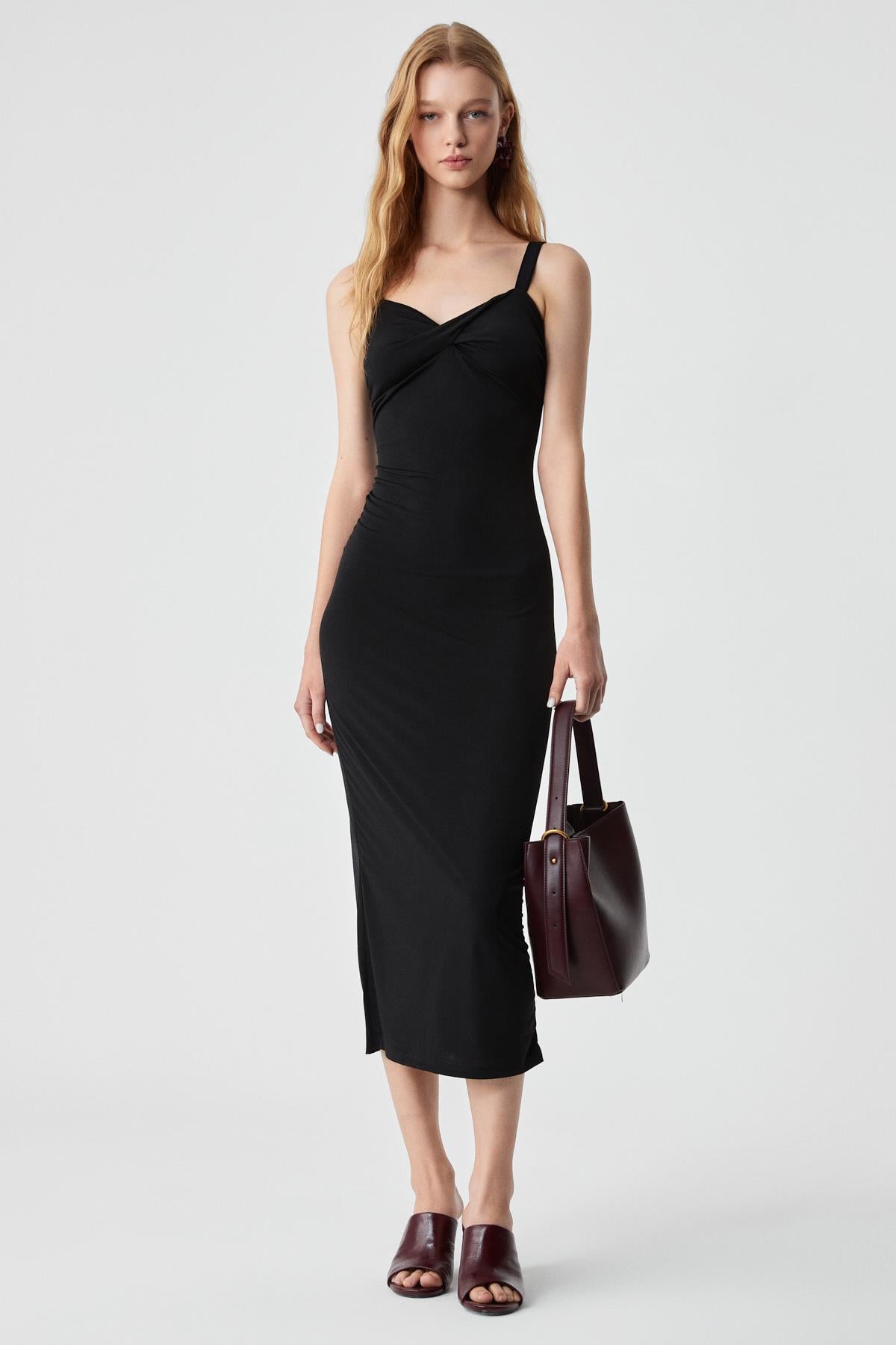 ETHIQUET PAERLA Damen Regular Trägerkleid Schwarz