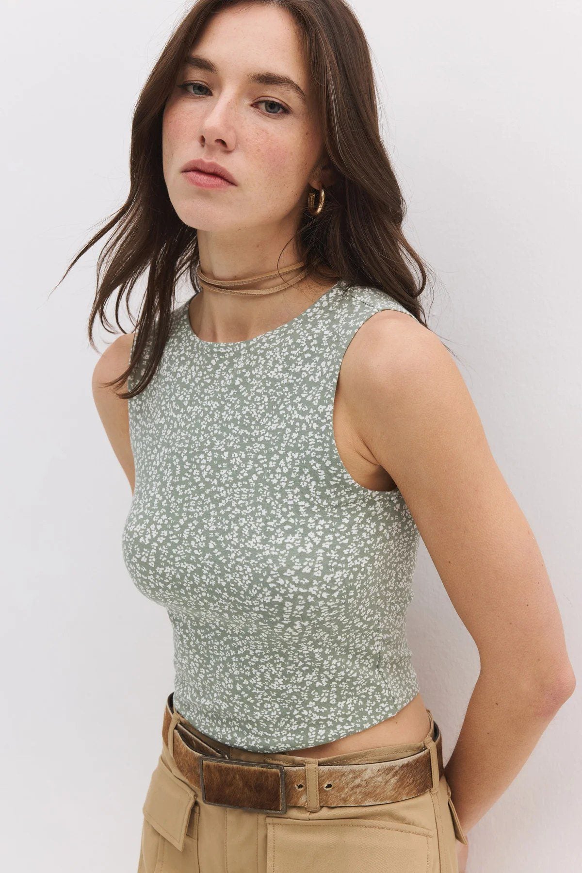 Crop-Top aus Baumwolle mit Blumenmuster