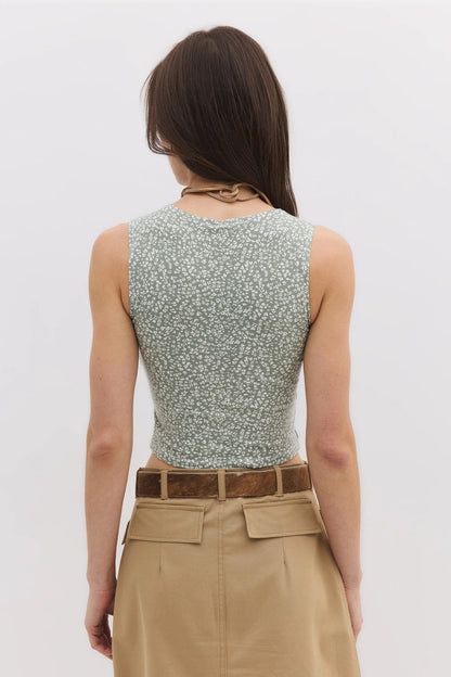 Crop-Top aus Baumwolle mit Blumenmuster