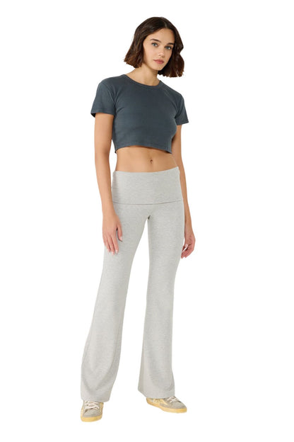 Baumwoll-Rippstoff Crop T-Shirt