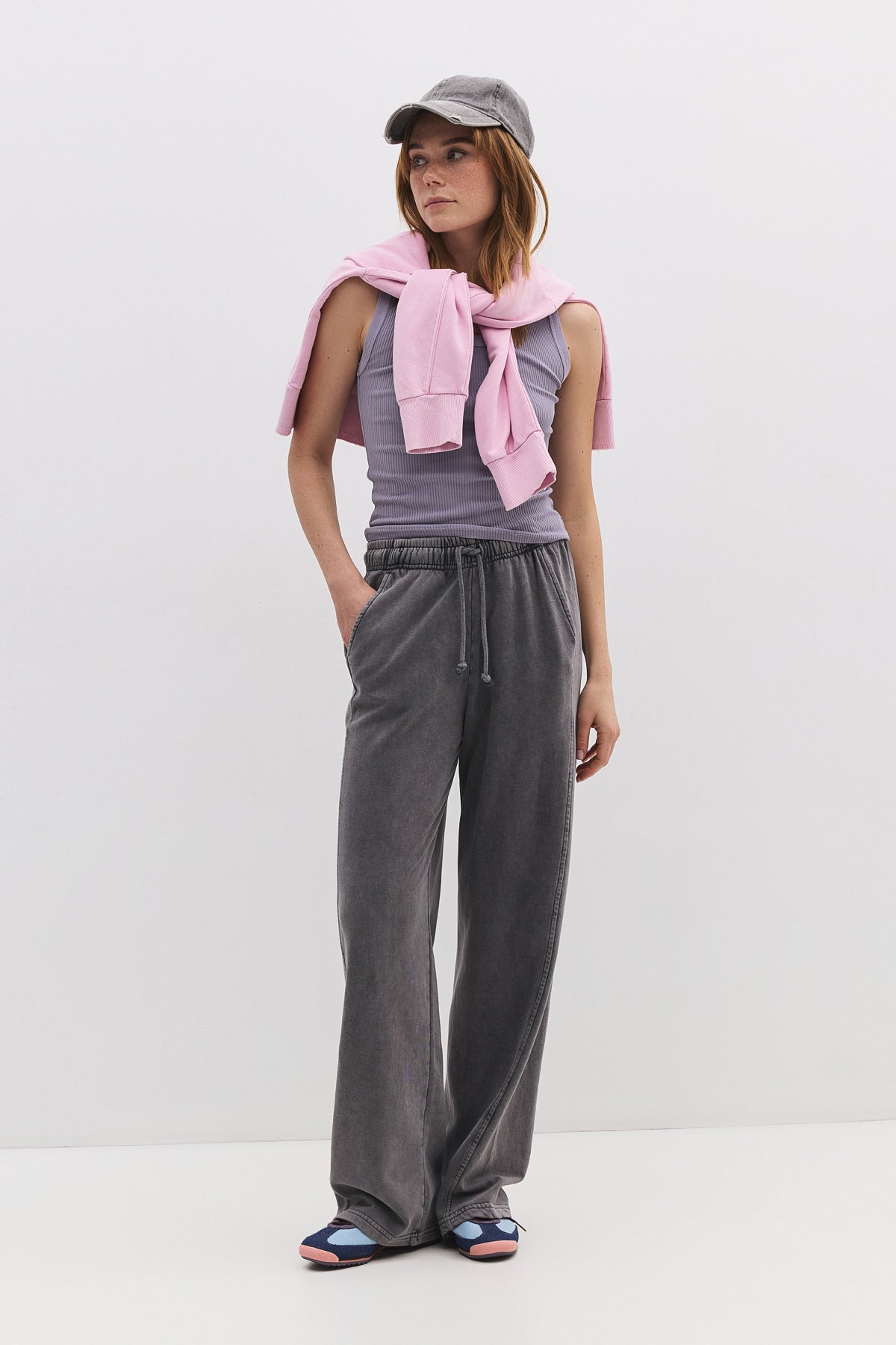 Baumwollhose mit weitem Bein