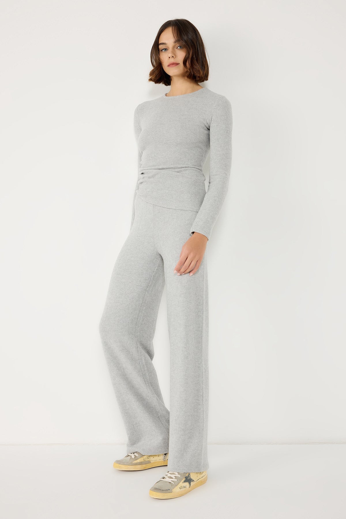Baumwollhose mit weitem Bein