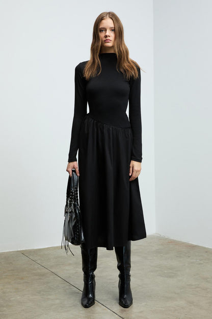 PANTI Damen Rippen Popeline Kleid