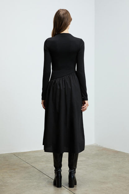 PANTI Damen Rippen Popeline Kleid