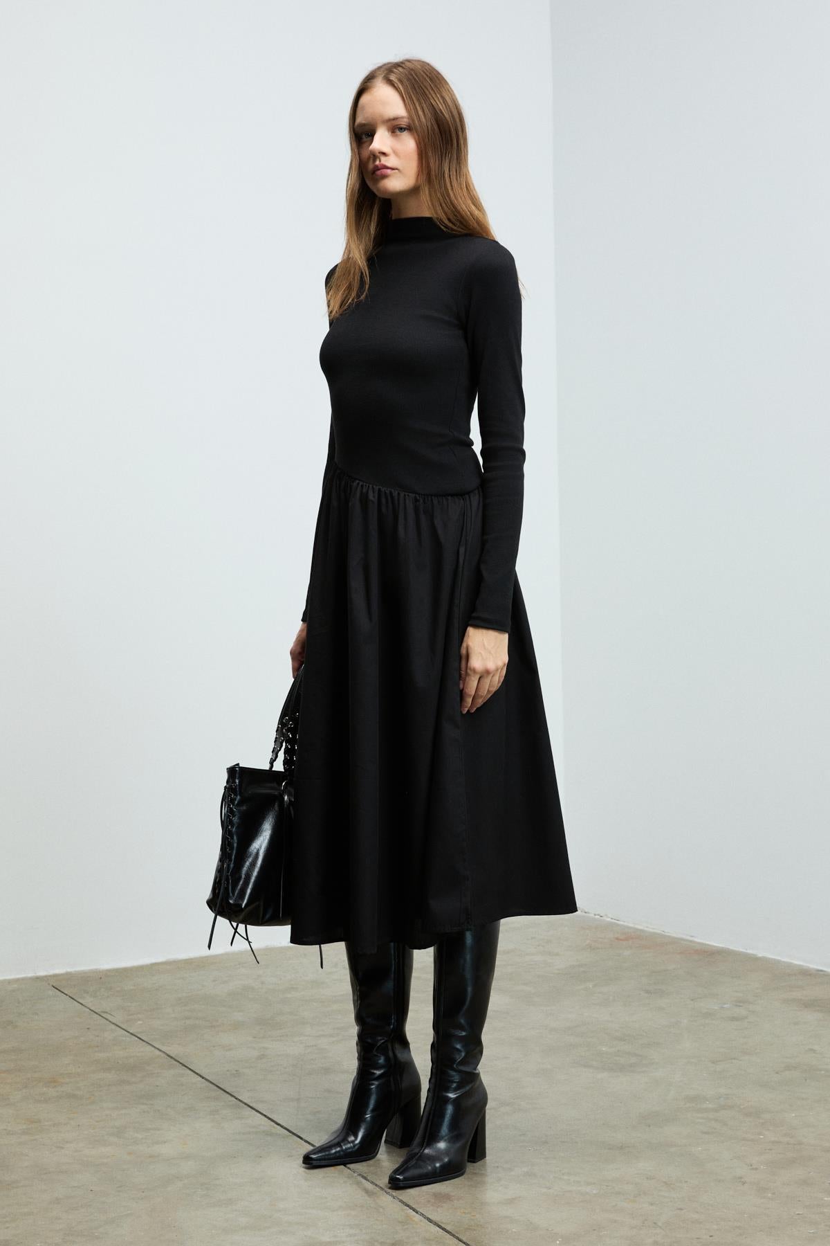 PANTI Damen Rippen Popeline Kleid