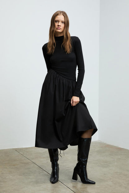 PANTI Damen Rippen Popeline Kleid