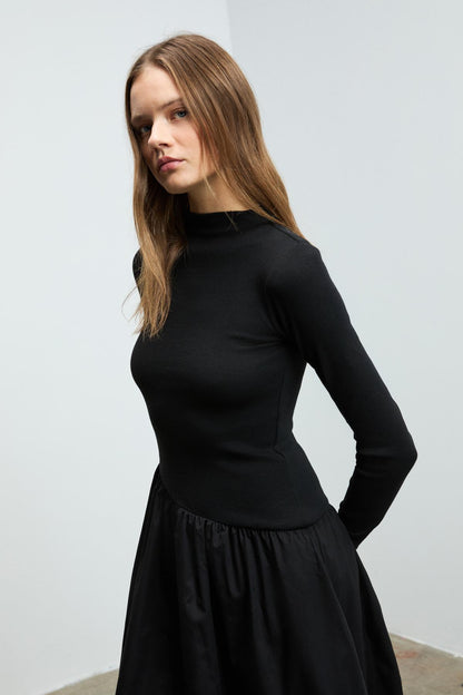 PANTI Damen Rippen Popeline Kleid